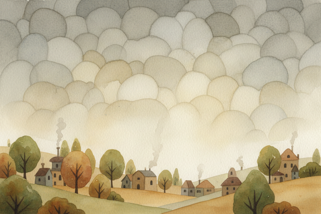 The thicker the cloud layer, the **less blue sky peeks through**. On an overcast day, clouds can cover the whole sky _li