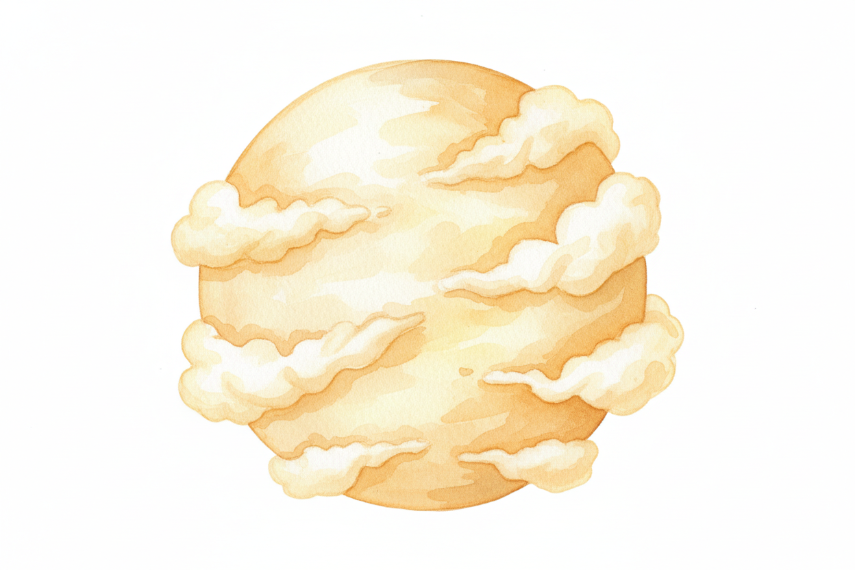 ++Venus++ is a different story. Venus is wrapped in a thick, heavy blanket of air — an atmosphere so dense it would **cr