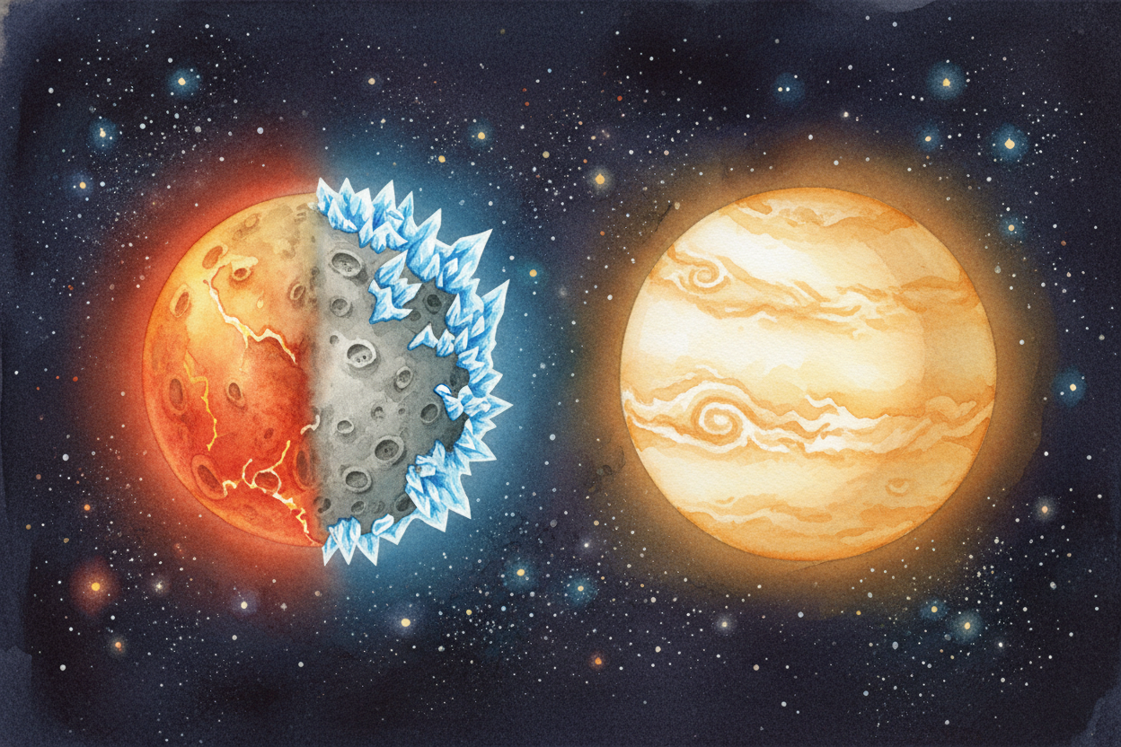~~Poor Mercury never had a chance.~~ It gets blasted by more sunlight, but with **no blanket**, its heat escapes. At nig