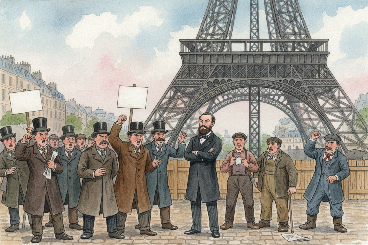 Paris hated it. Artists, writers, and architects signed a furious letter calling it a "~~metal asparagus~~," a "**hideou
