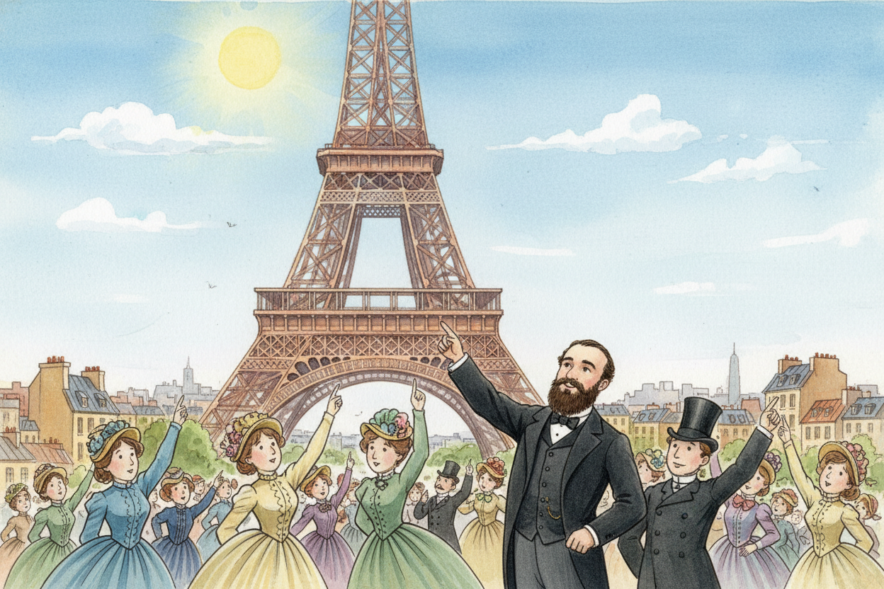 It took **two years, two months, and five days**. When the tower opened in March 1889, it was the tallest structure in t